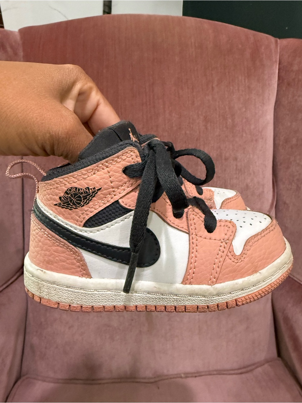 Jordan Kids' High-Top Sneakers in Pink, White & Black